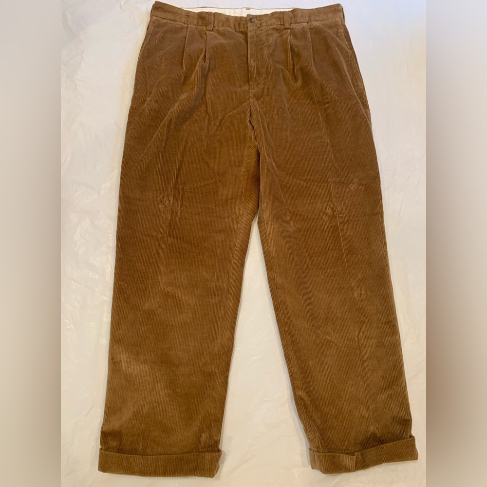Brooks Brothers Elliot Tan Corduroy Cuffed Men's Pants Size 38x30